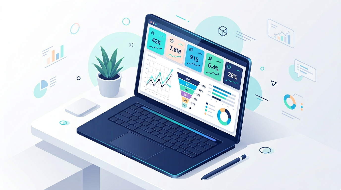 Marketing metrics dashboard on a screen